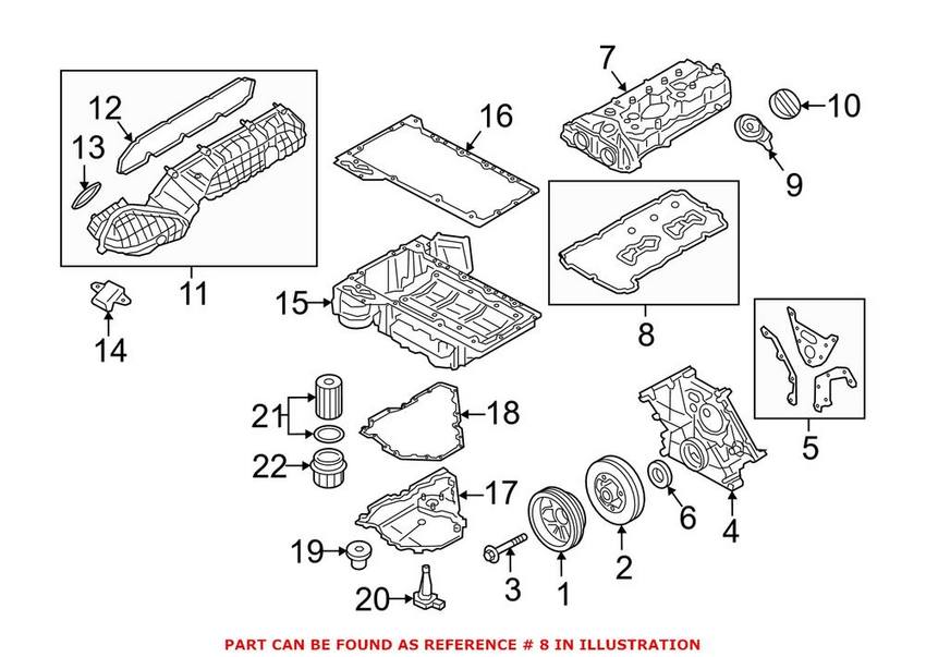 BMW Valve Cover Gasket (Cyl 5-8) 11128636547